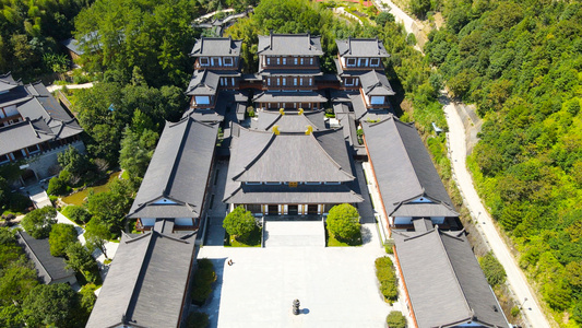 刘伯温故里安福寺5A风景区地标航拍4K视频