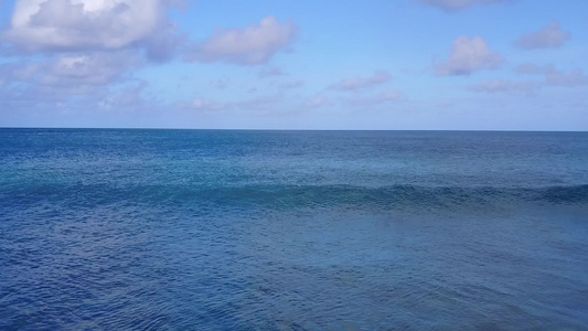 蓝海白沙背景下完美海滨海滩度假的无人机海景视频