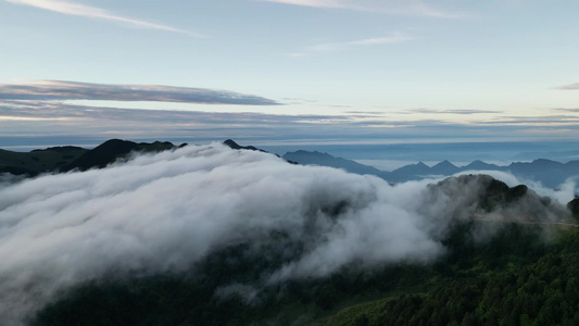 航拍高山森林山谷云海视频