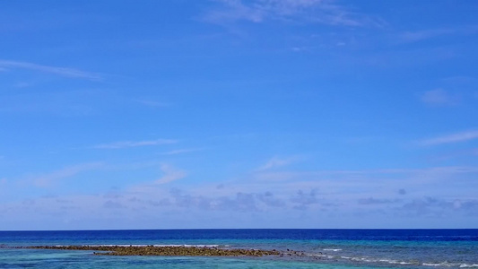 蓝大洋浅沙背景的蓝海天堂环礁湖海滩野生生物的海景视频