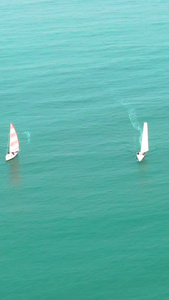航拍海上的帆船户外运动视频