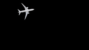 黑色背景上的飞机的飞行路径如黑背景13秒视频