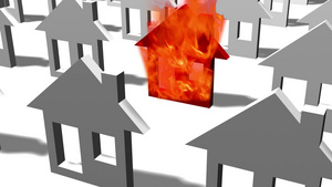 火焰中燃烧家庭图标的动画13秒视频