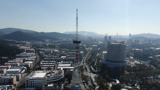 航拍山东济南城市地标建筑城市风光宣传片视频