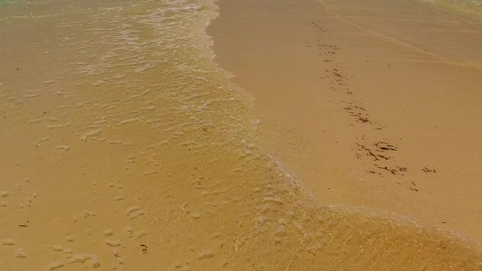 在海滨附近有白色沙滩背景的松绿海航行以白沙为背景视频