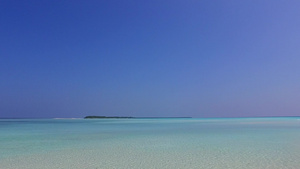 以蓝水和白沙本背景观察珊瑚礁附近海滩野生生物的海堤13秒视频