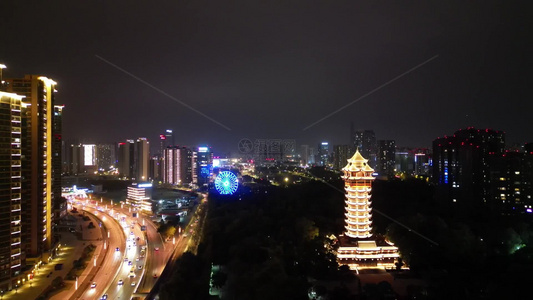 成都塔子山公园九天楼夜景视频