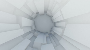 穿梭于白色立方体隧道3D动画20秒视频