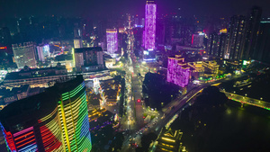 广西南宁城市夜景灯光航拍移动延时6秒视频
