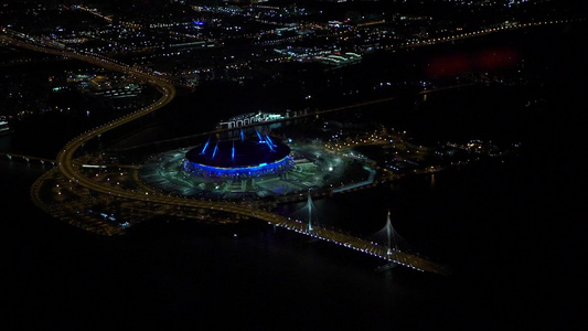 圣彼得斯堡和Zsd高速公路路对空中的切尼特体育场视频