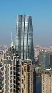 天津城市天际线高楼群航拍视频摩天大楼视频