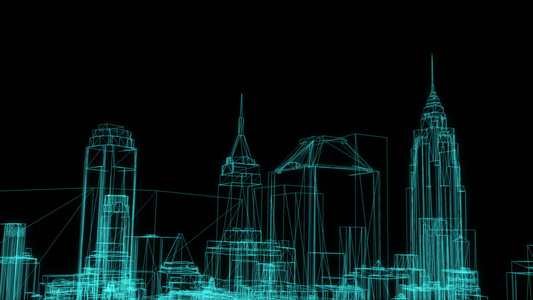 城市框架模型动画视频