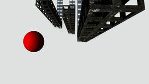 在现代抽象梁结构和红球14秒视频
