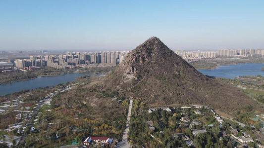 航拍山东济南华山湖景区视频