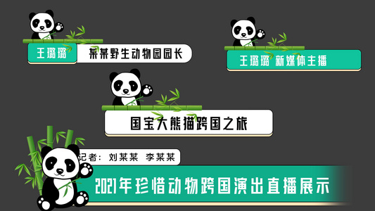 卡通熊猫可爱标题字幕条AE模板视频