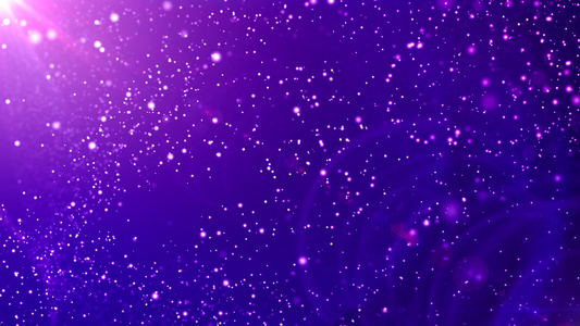 许多小颗粒在紫色空间中移动在光线和光线下视频