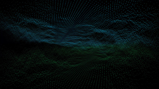 未来抽象模糊绿色波形维球振荡可视化波技术数字表面视频