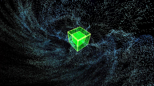 抽象的绿色百万粒子大数据数字技术在不断移动视频