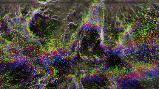 抽象的红绿色蓝调粒子巨量数据数字技术波形视频
