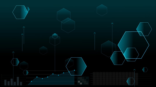 多边形未来数字信息图和雷达点分析改变两步循环和图条视频