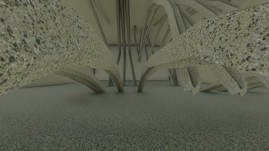黑白3D动画和抽象混凝土形状的转换视频