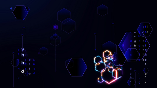 多边形数字技术未来标记矩阵数字和紫激光抽象光效落在视频