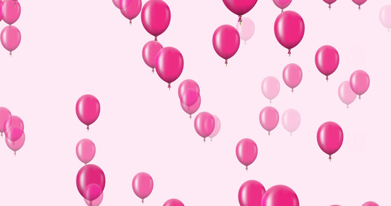 在黑暗背景下飞行紫色气球的动画周年纪念日或节日快乐视频