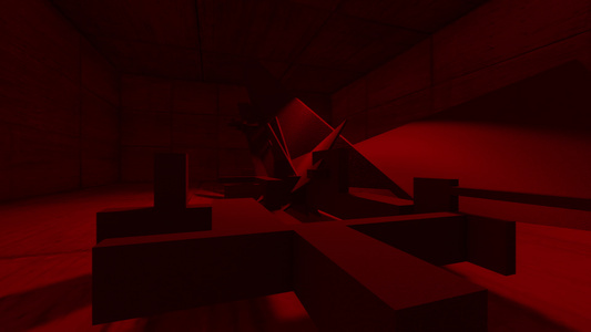 红色 3d 动画和抽象混凝土形状的制作视频