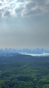 航拍南京地标中山植物园城市天际线南京城市航拍视频