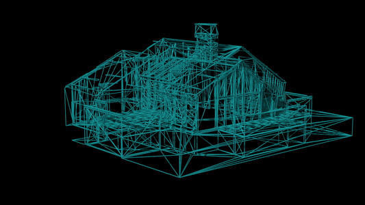 房屋的电线框架模型视频