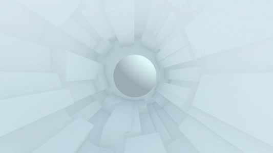白色立方体隧道3D动画视频