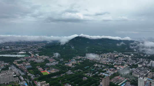 航拍南京紫金山云海风光视频