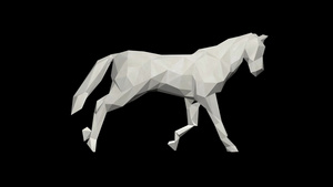 3D低聚积面白纸马无缝循环阿尔法频道7秒视频