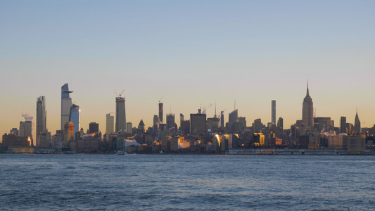 早上曼哈顿天线和胡德森河纽约州纽约市美国联合州大片视频