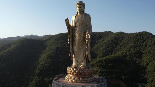 航拍河南5A中原大佛风景区大佛雕像视频[夏国]视频