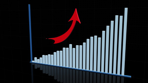 统计数据报价上升图表的上升蓝色直方图动画15秒视频