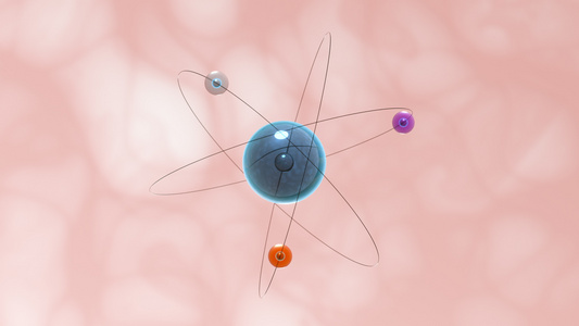 有粉红色有机背景的原子球体运动3D介质视频