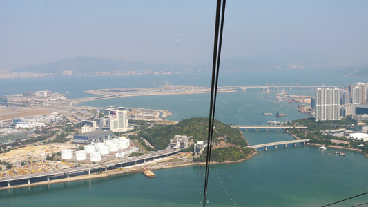 本底有风景山丘的电缆车香港视频