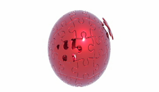 3d模型带有拼图片的红色圆球视频