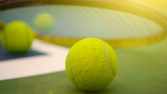 球场上的网球设备体育娱乐概念掌声视频