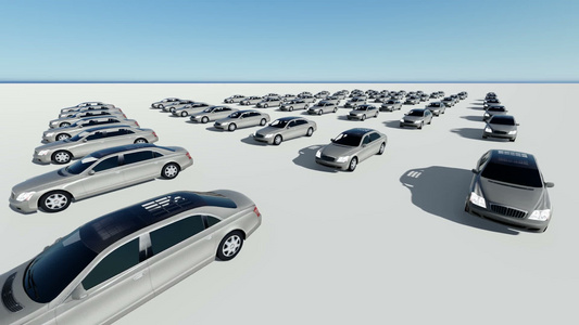 3D动画,上百辆汽车一辆红色视频
