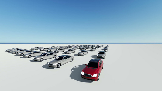 3D动画汽车一辆红色汽车展示视频