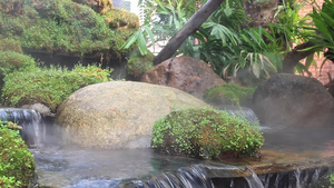 放松的热带花园中的瀑布9秒视频