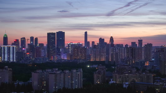 5k素材延时摄影城市夕阳晚霞落日天空夜景视频