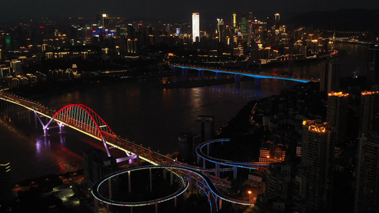 航拍实拍重庆菜园坝网红大桥视频