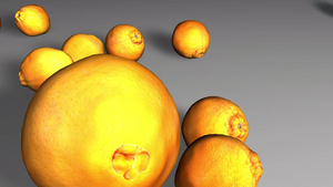 白色背景上的新鲜橙子的近视11秒视频