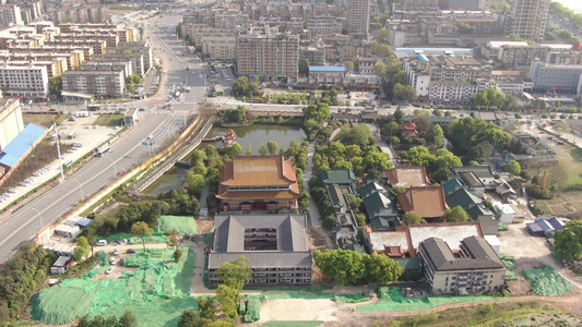 湖南长沙开福寺历史文化古建筑航拍视频