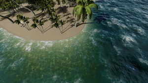 在海中小岛的海滩上的小情侣3D3D18秒视频