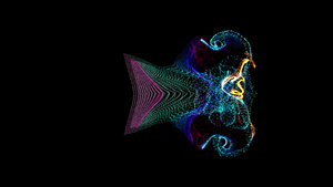 粒子在黑色背景上缓慢飞行3D45秒视频