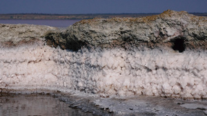 盐湖盐晶体自沉盐覆盖石头干燥湖泊24秒视频
